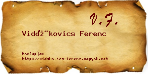 Vidákovics Ferenc névjegykártya