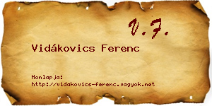 Vidákovics Ferenc névjegykártya